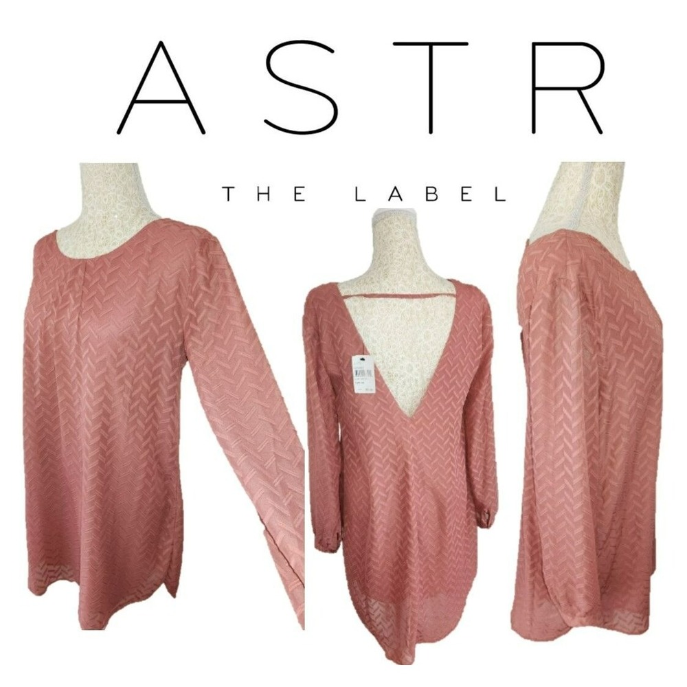 ASTR Sz Large Dusty Rose Long Sleeve Polyester Blouse NWT‎